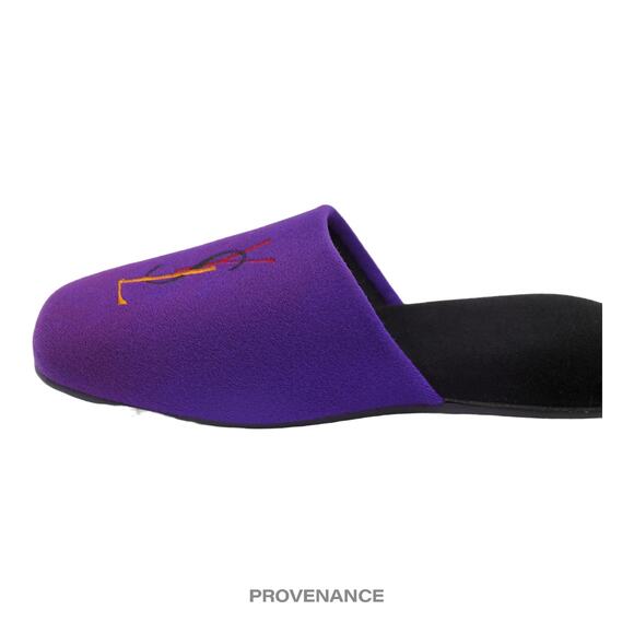 🔴 Yves Saint Laurent YSL Logo Slipper - Purple Velour - Picture 7 of 8